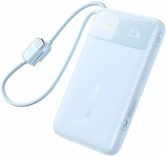Bateria Externa Baseus EnerFill FC11, 10000mAh, 22.5W, QC + PD, 1 x Lightning - 1 x USB-A - 2 x USB-C, Azul E0027R06