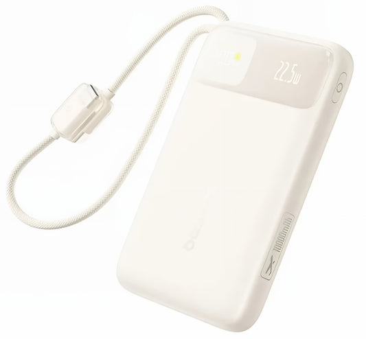 Bateria Externa Baseus EnerFill FC11, 10000mAh, 22.5W, QC + PD, 1 x USB-A - 3 x USB-C, Bege E0030401