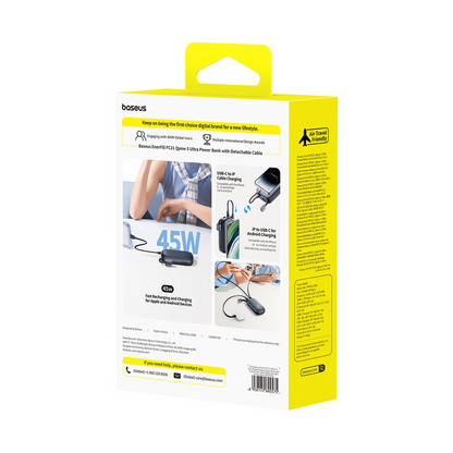 Bateria Externa Baseus EnerFill FC21 QPow 3 Ultra, 20000mAh, 45W, QC + PD, 1 x USB-A - 1 x USB-C, Preta E0027P00