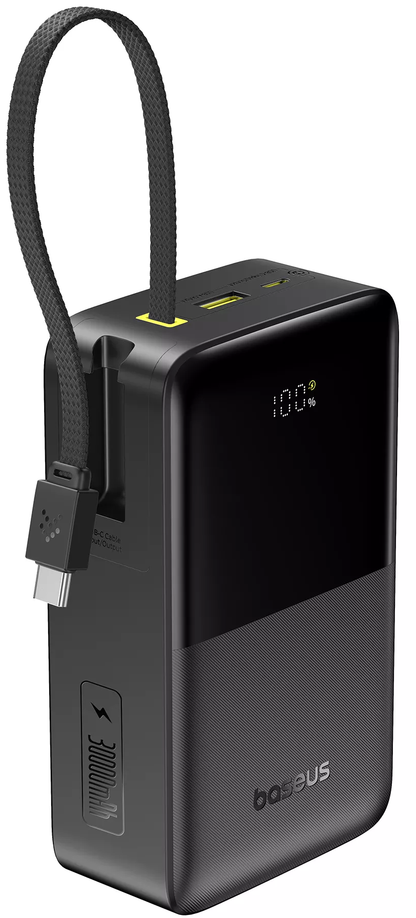 Bateria Externa Baseus EnerFill Bipow2 Pro, 30000mAh, 22.5W, QC + PD, 1 x USB-A - 2 x USB-C, Preta E0028100
