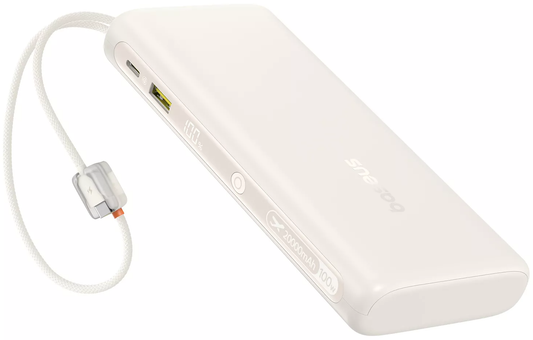Bateria Externa Baseus EnerFill FC41, 20000mAh, 100W, QC + PD, 1 x USB-A - 3 x USB-C, Branco E0028N04
