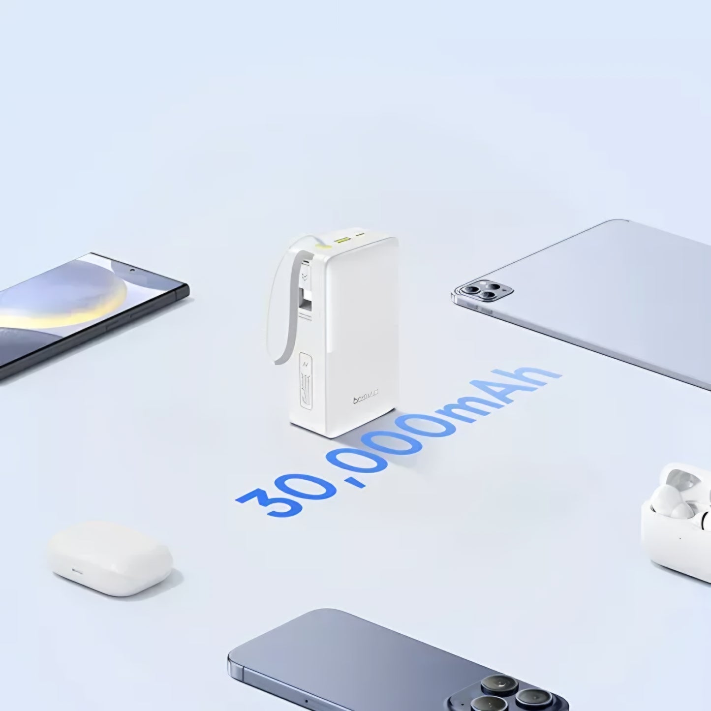 Bateria Externa Baseus EnerFill Bipow2 Pro, 30000mAh, 22.5W, QC + PD, 1 x USB-A - 2 x USB-C, Branca E0028101