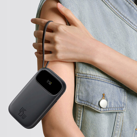 Bateria Externa Baseus EnerFill FC31 Qpow 3, 10000mAh, 45W, QC + PD, 1 x Lightning - 1 x USB-A - 2 x USB-C, Preta E0028C00