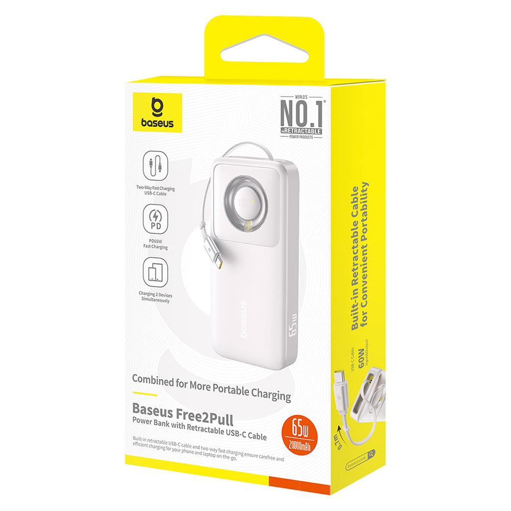 Bateria Externa Baseus Free2Pull, 20000mAh, 65W, PD, 2 x USB-C, Cinzento P10073700843-00
