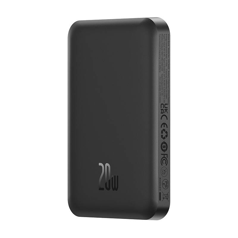 Mini bateria externa sem fios Baseus Magnetic, 5000mAh, 20W, PD + FQI, 1 x QI - 1 x USB-C, preto P10022107113113-00