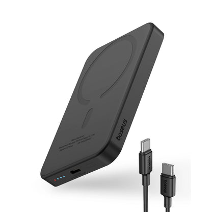 Mini bateria externa sem fios Baseus Magnetic, 5000mAh, 20W, PD + FQI, 1 x QI - 1 x USB-C, preto P10022107113113-00