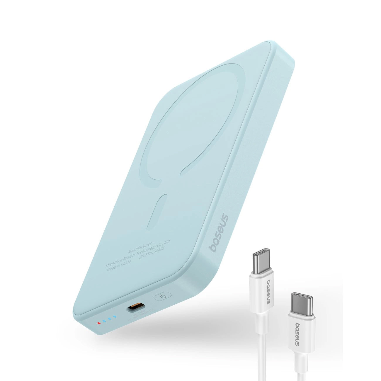 Mini bateria externa sem fios Baseus Magnetic, 5000mAh, 20W, PD + FQI, 1 x QI - 1 x USB-C, azul P10022107313-00 