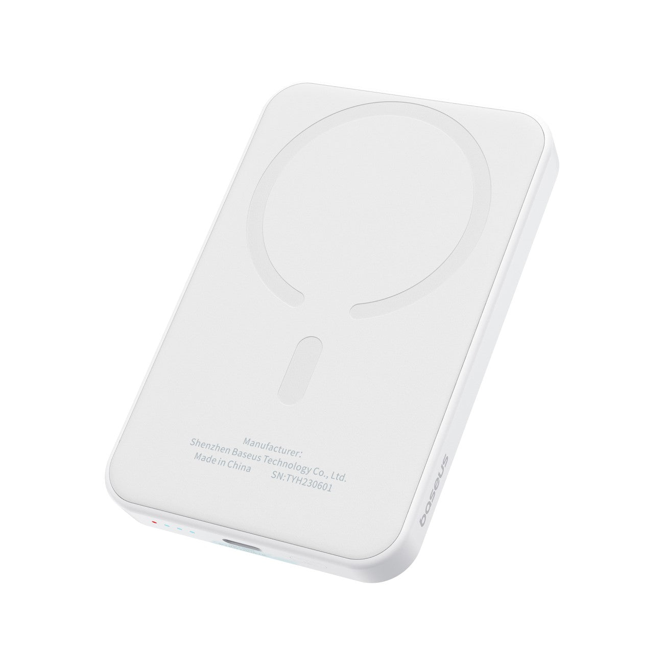 Baseus Magnetic Mini bateria magnética externa sem fios, 5000mAh, 20W, PD + FQI, 1 x QI - 1 x USB-C, branco P1002210722223-00 