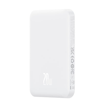 Baseus Magnetic Mini bateria magnética externa sem fios, 5000mAh, 20W, PD + FQI, 1 x QI - 1 x USB-C, branco P1002210722223-00 