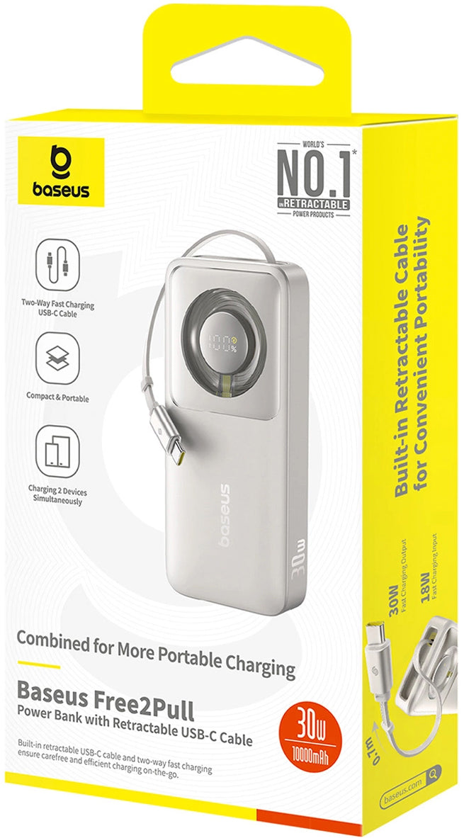 Bateria Externa Baseus OS Free2Pull, 10000mAh, 30W, PD, 2 x USB-C, Cinzento P10073701843-00