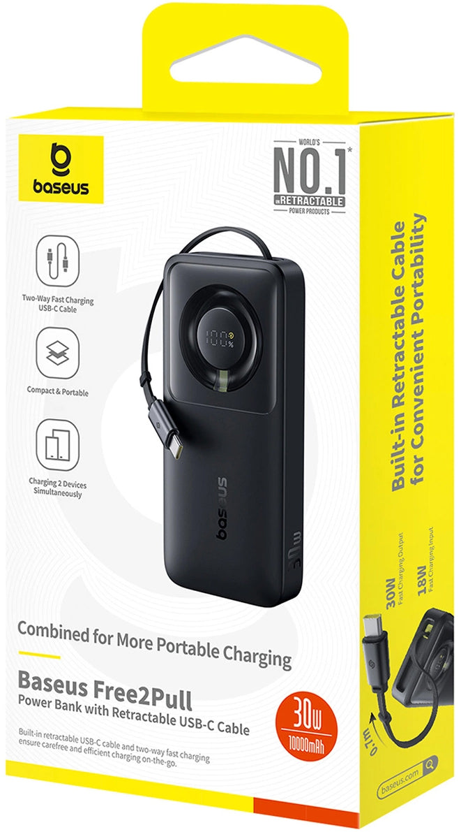 Bateria Externa Baseus OS Free2Pull, 10000mAh, 30W, PD, 2 x USB-C, Preta P10073701123-00