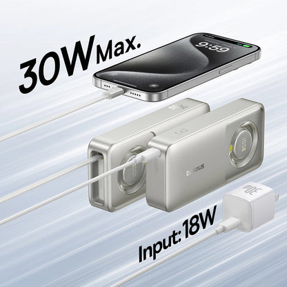 Bateria Externa Baseus OS Free2Pull, 10000mAh, 30W, PD, 2 x USB-C, Cinzento P10073701843-00