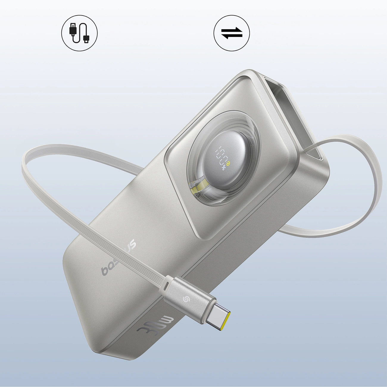 Bateria Externa Baseus OS Free2Pull, 10000mAh, 30W, PD, 2 x USB-C, Cinzento P10073701843-00