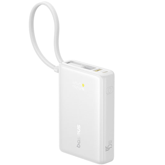 Bateria Externa Baseus PicoGo, 10000mAh, 45W, QC + PD, 1 x USB-A - 2 x USB-C, Branca P10076803213-00