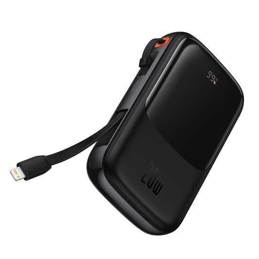 Bateria Externa Baseus Qpow Pro, 20000mAh, 20W, QC + PD, 1 x Lightning - 1 x USB-A - 1 x USB-C, Preta PPQD040001