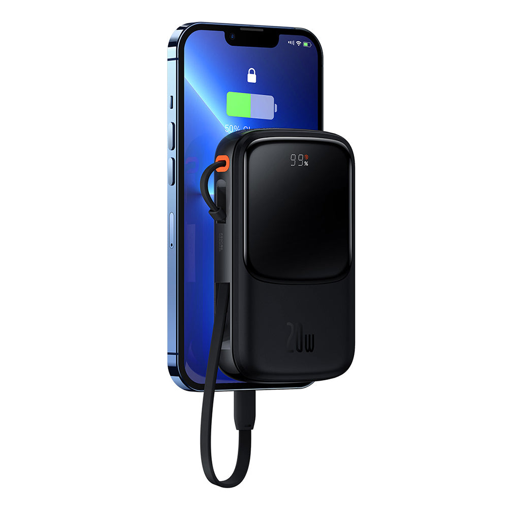 Bateria Externa Baseus Qpow Pro, 20000mAh, 20W, QC + PD, 1 x Lightning - 1 x USB-A - 1 x USB-C, Preta PPQD040001