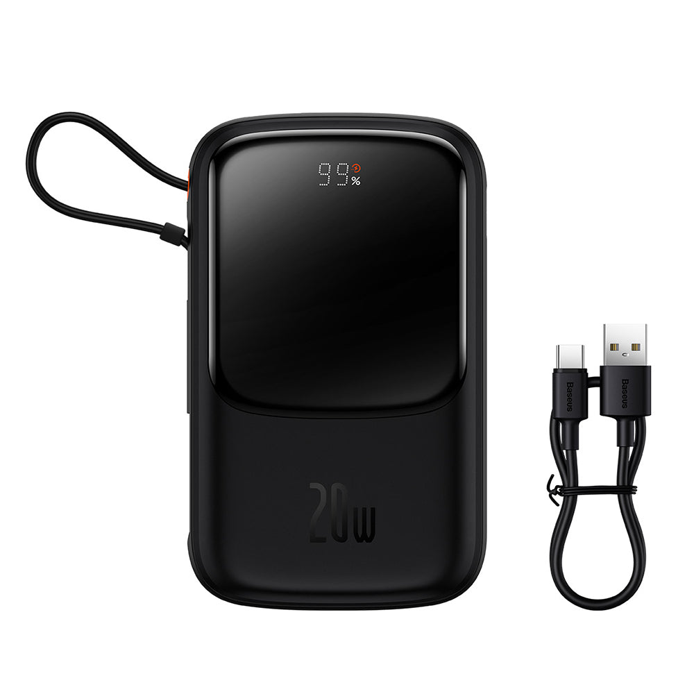 Bateria Externa Baseus Qpow Pro, 20000mAh, 20W, QC + PD, 1 x Lightning - 1 x USB-A - 1 x USB-C, Preta PPQD040001