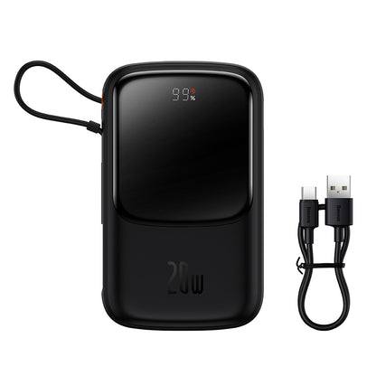 Bateria Externa Baseus Qpow Pro, 20000mAh, 20W, QC + PD, 1 x Lightning - 1 x USB-A - 1 x USB-C, Preta PPQD040001