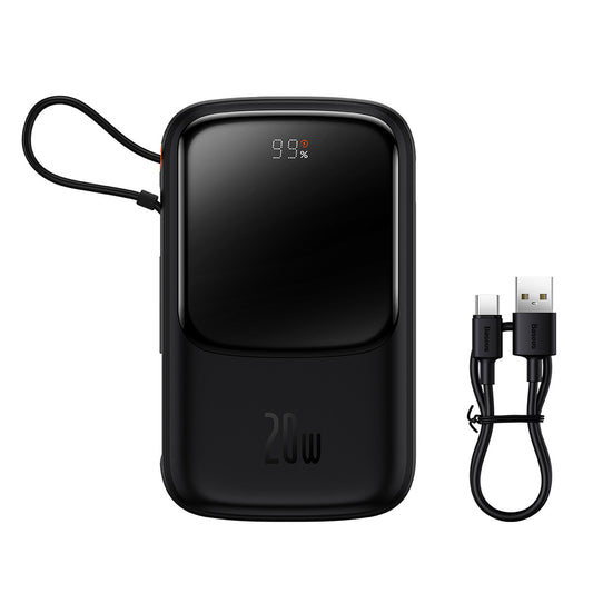 Bateria Externa Baseus Qpow Pro, 10000mAh, 20W, QC + PD, 1 x Lightning - 1 x USB-A - 1 x USB-C, Preta PPQD020001