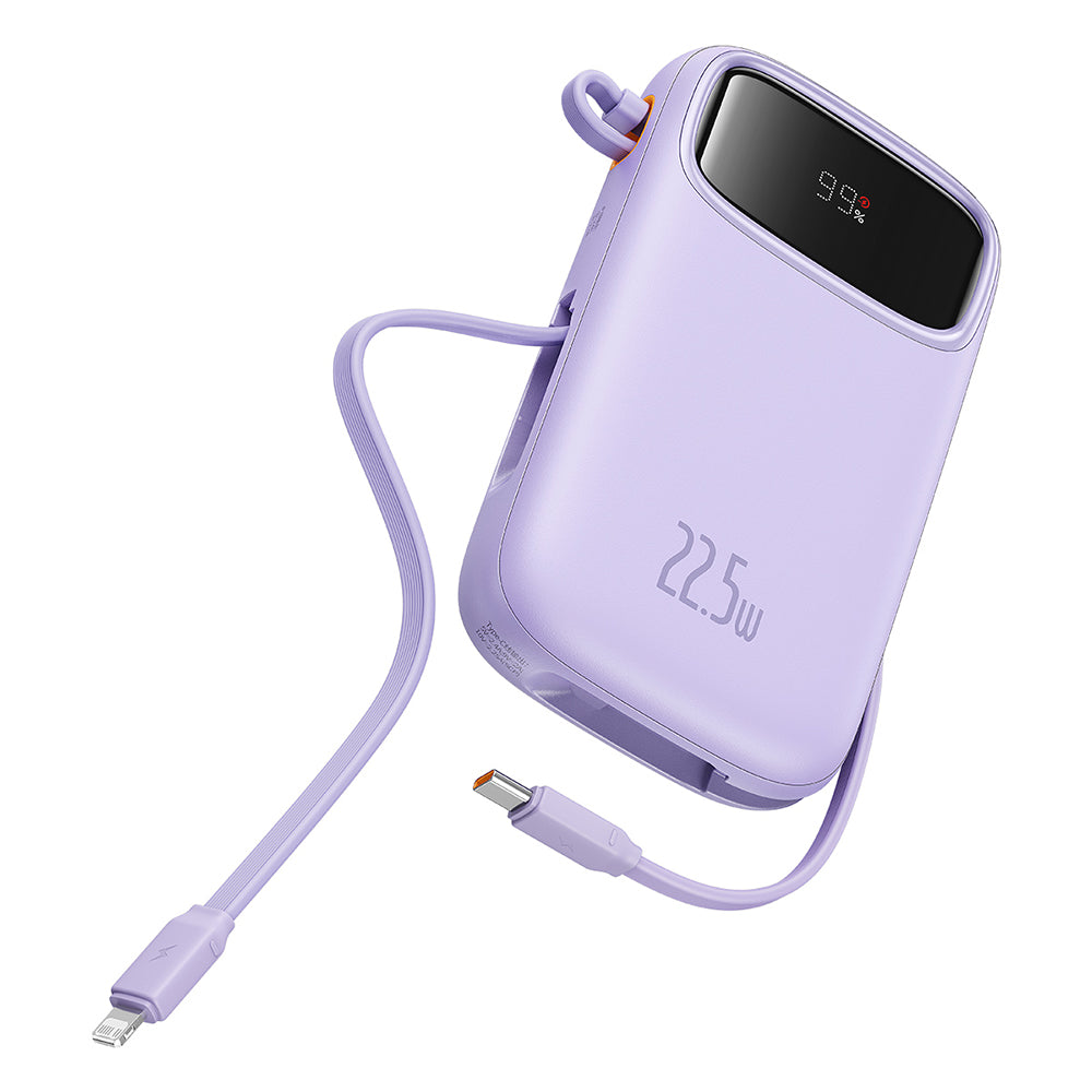 Bateria Externa Baseus Qpow Pro+, 10000mAh, 22.5W, QC + PD, 1 x Lightning - 1 x USB-A - 2 x USB-C, Roxo P10055003513-00