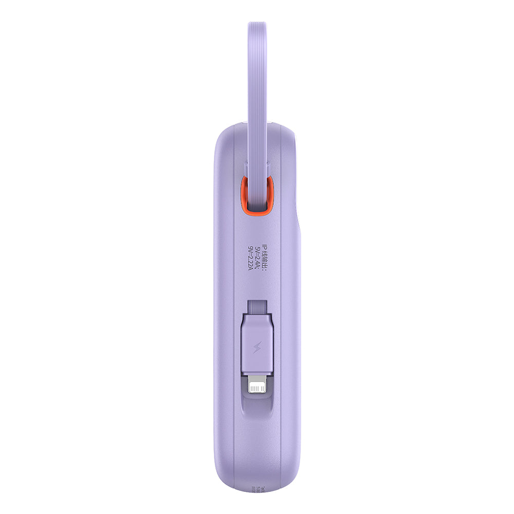 Bateria Externa Baseus Qpow Pro+, 10000mAh, 22.5W, QC + PD, 1 x Lightning - 1 x USB-A - 2 x USB-C, Roxo P10055003513-00