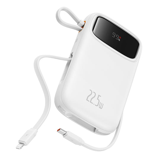 Bateria Externa Baseus Qpow2, 20000mAh, 22.5W, QC + PD, 1 x Lightning - 1 x USB-A - 2 x USB-C, Branca P10055002223-00