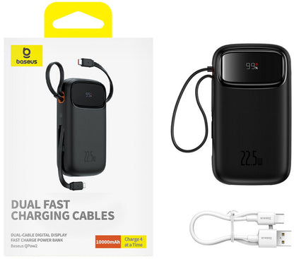 Bateria Externa Baseus Qpow2, 10000mAh, 22.5W, QC + PD, 1 x Lightning - 1 x USB-A - 2 x USB-C, Preta P10055003113-00