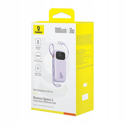 Bateria Externa Baseus Qpow2, 10000mAh, 30W, QC + PD, 1 x USB-A - 3 x USB-C, Roxo P10055008513-00