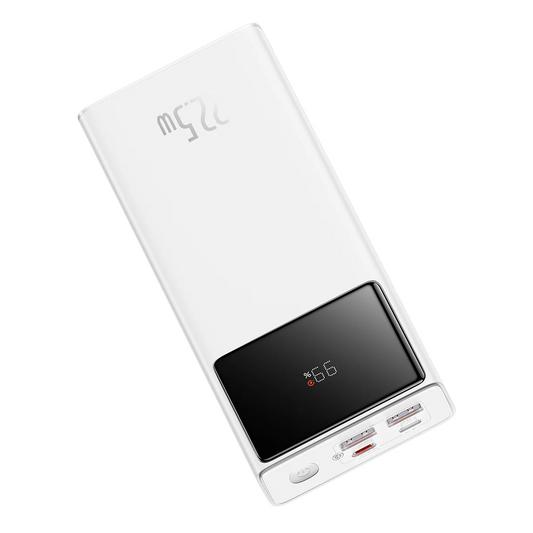 Bateria Externa Baseus Star Lord, 30000mAh, 22.5W, QC + PD, 1 x USB-C - 2 x USB-A, Branco PPXJ080102