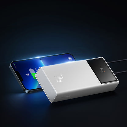Bateria Externa Baseus Star Lord, 20000mAh, 30W, QC + PD, 1 x USB-C - 2 x USB-A, Branca P10022904213-00