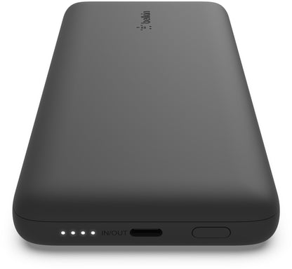 Bateria Externa Belkin BoostCharge Plus, 10000mAh, 23W, QC + PD, 1 x Lightning - 2 x USB-C, Preta BPB006btBLK