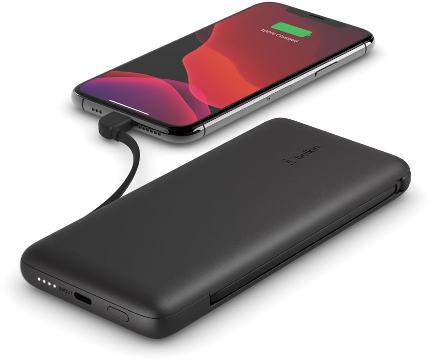 Bateria Externa Belkin BoostCharge Plus, 10000mAh, 23W, QC + PD, 1 x Lightning - 2 x USB-C, Preta BPB006btBLK