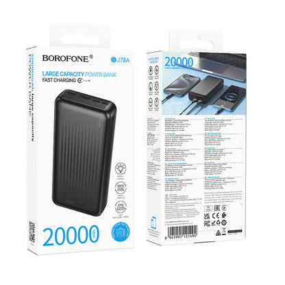 Bateria Externa Borofone BJ78A Clever, 20000mAh, 10W, 2 x USB-A, Preta