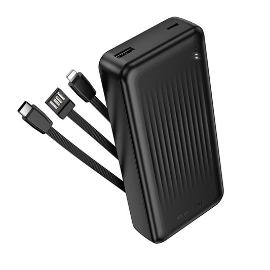 Bateria Externa Borofone BJ79 Clever, 20000mAh, 10W, 1 x Lightning - 1 x USB-A - 1 x USB-C, Preta