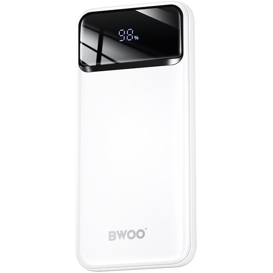 Bateria Externa BWOO BO-P34, 10000mAh, 22.5W, QC + PD, 1 x USB-C - 2 x USB-A, Branca