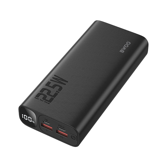 Bateria Externa BWOO BO-P44, 20000mAh, 22.5W, QC + PD, 1 x USB-C - 2 x USB-A, Preta