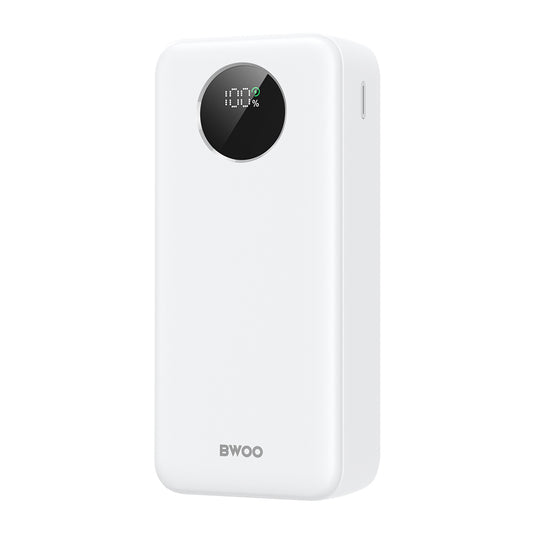 Bateria Externa BWOO BO-P64, 30000mAh, 22.5W, QC + PD, 1 x USB-C - 2 x USB-A, Branca