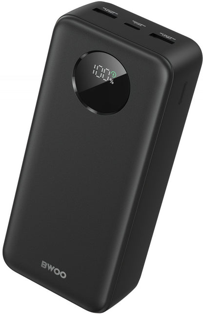 Bateria Externa BWOO BO-P64, 30000mAh, 22.5W, QC + PD, 1 x USB-C - 2 x USB-A, Preta