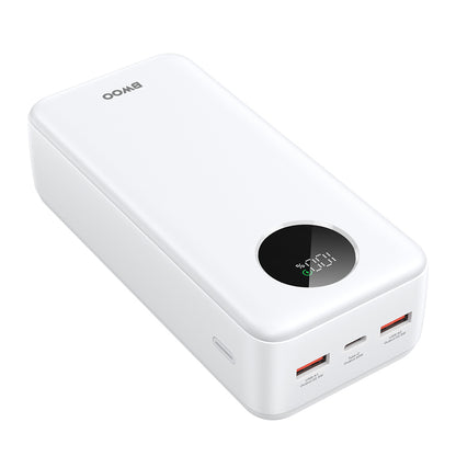 Bateria Externa BWOO BO-P64, 30000mAh, 22.5W, QC + PD, 1 x USB-C - 2 x USB-A, Branca