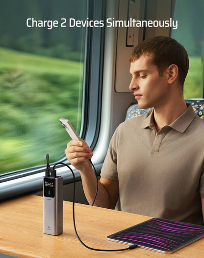 Bateria Externa Cuktech, 10000mAh, 150W, QC + PD, 1 x USB-A - 1 x USB-C, Cinza CKPB100PGLBK