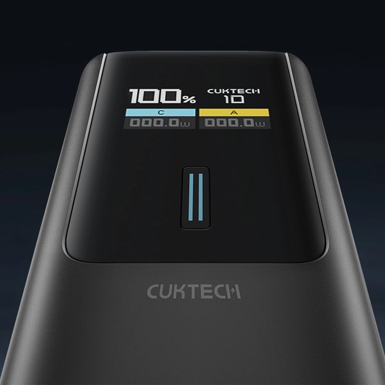 Bateria Externa Cuktech, 10000mAh, 150W, QC + PD, 1 x USB-A - 1 x USB-C, Preta CKPB100PGLBL