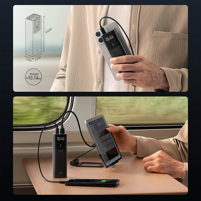 Bateria Externa Cuktech, 10000mAh, 150W, QC + PD, 1 x USB-A - 1 x USB-C, Preta CKPB100PGLBL