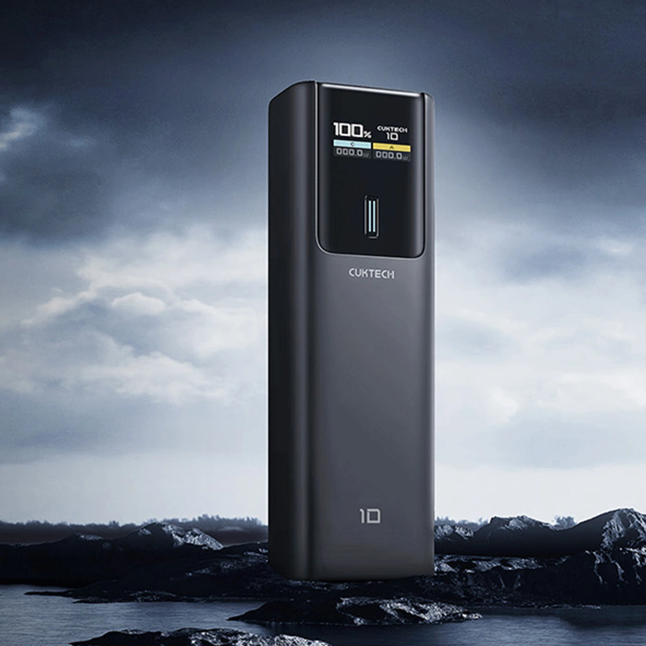 Bateria Externa Cuktech, 10000mAh, 150W, QC + PD, 1 x USB-A - 1 x USB-C, Preta CKPB100PGLBL