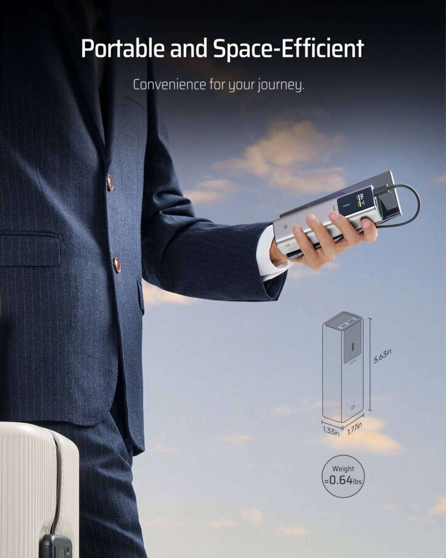 Bateria Externa Cuktech, 10000mAh, 150W, QC + PD, 1 x USB-A - 1 x USB-C, Cinza CKPB100PGLBK