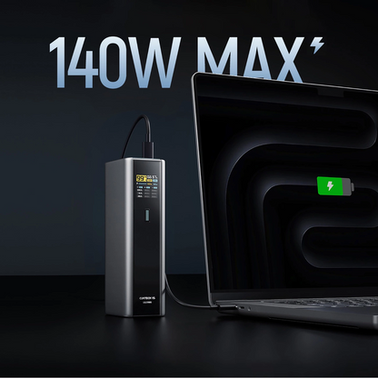 Bateria Externa Cuktech, 20000mAh, 210W, QC + PD, 1 x USB-A - 2 x USB-C, Cinza CKPB200UGLGR