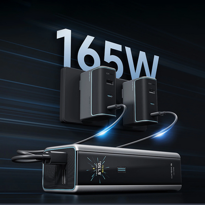 Bateria Externa Cuktech, 20000mAh, 210W, QC + PD, 1 x USB-A - 2 x USB-C, Cinza CKPB200UGLGR