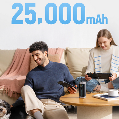 Bateria Externa Cuktech, 25000mAh, 210W, QC + PD, 1 x USB-A - 2 x USB-C, Preta CUK00P23GLBK