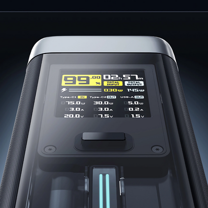 Bateria Externa Cuktech, 25000mAh, 210W, QC + PD, 1 x USB-A - 2 x USB-C, Preta CUK00P23GLBK