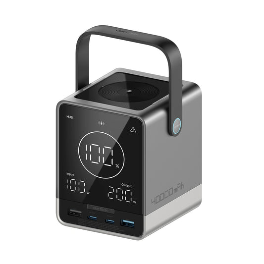 Bateria Externa Cuktech, 40000mAh, 300W, QC + PD + FQI, 1 x QI - 2 x USB-A - 2 x USB-C, Preta