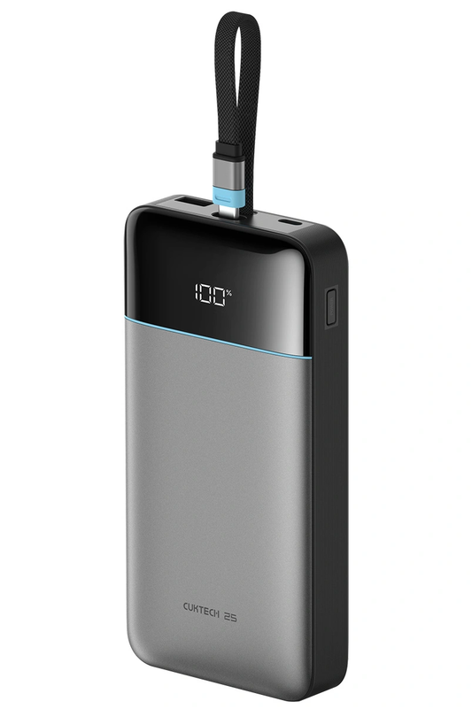 Bateria Externa Cuktech LPB252N, 25000mAh, 120W, QC + PD, 1 x USB-A - 2 x USB-C, Cinzento